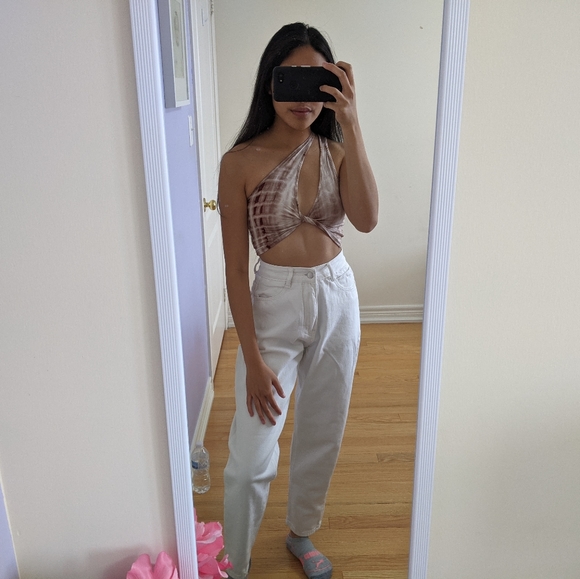 brown tie dye crop top (can be worn 4 ways) - Picture 3 of 3